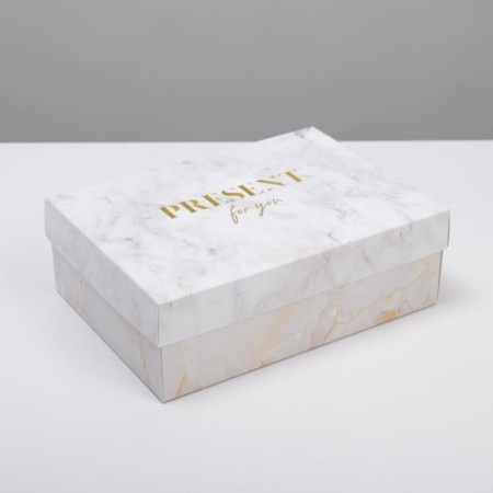 Gift folding box, packaging, “marble”, 21 x 15 x 7 cm-1