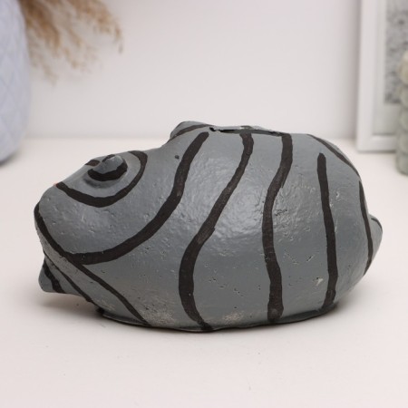 Piggy bank "Cat fat man on the side" Gray, 8x14x10cm-3