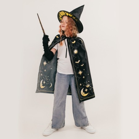 Carnival set "Lunar Witch", raincoat 70 cm, hat, gloves, wand-6