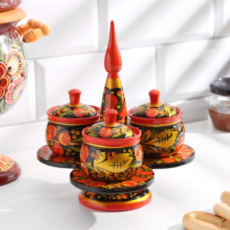 Set for spices "Treika", capacities of 30ml, Khokhloma-7