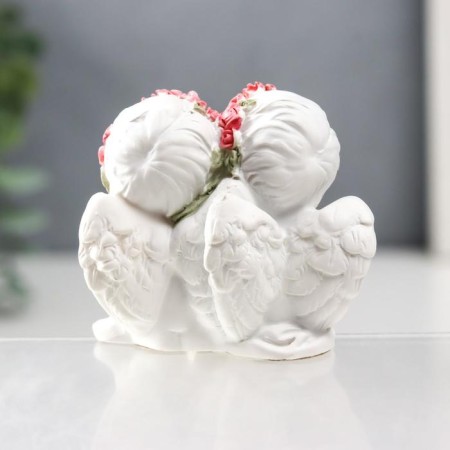 Polystone souvenir "Snow -white angels in pink wreaths, they have mercy" 6x5.5x4 cm-3