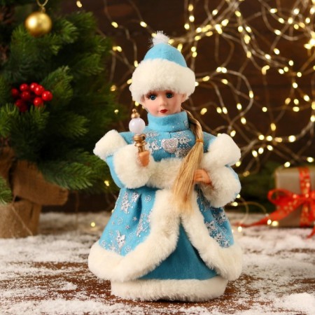Snow Maiden "In a blue fur coat with a heart" moves, 30 cm