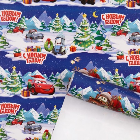 New Year. Packaging paper, 70x100 cm, wheelbarrows-3