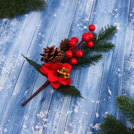 Decor "Winter Charm" berries Berry Blue Flower, 30 cm-2