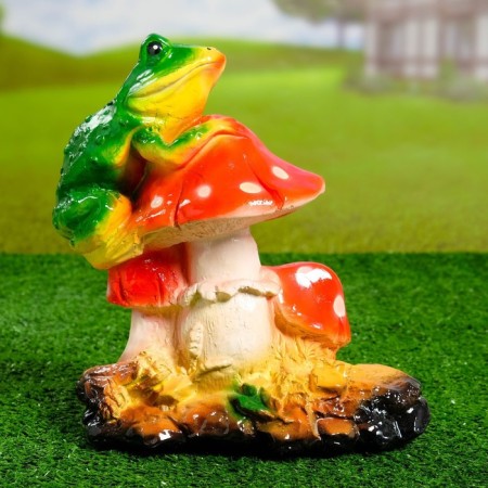 Garden figure "Frog on fly agaric" Malaya 27cm-3