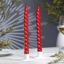 A set of candles of bilies, 2.3x 24.5 cm, 5 hours, 50 g, 2 pieces, red metallic