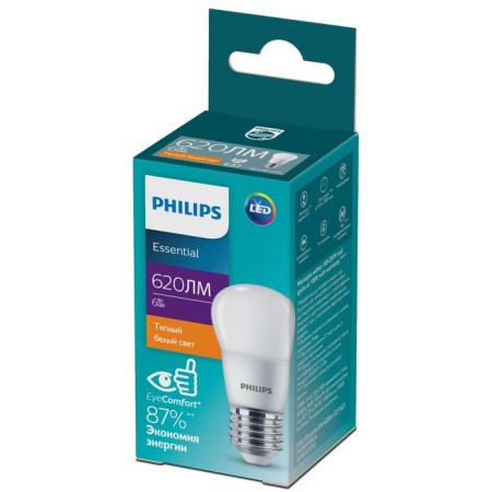 Sovetodiode lamps Philips P45, 6 W, E27, 620 LM, 2700K, glow warm white-1