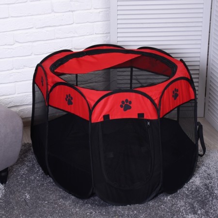 Animal aviary, tent, 8 walls, 90 x 55 cm, red-1