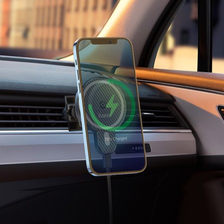 Holder for a smartphone in the Hoco CA85 Auto, with wireless charging, support for Magsafe, 15 watts-8