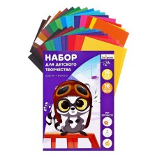 Set for children's creativity A4, 16 sheets, 16 flowers Cardboard colorless, unilateral, 200 g/m2 + 16 sheets, 16 colors color two -way, newspaper, in folder