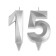 Candle in the cake jubilee "line" (set 2 in 1), number 15 /51, silver metallic, 6.5 cm