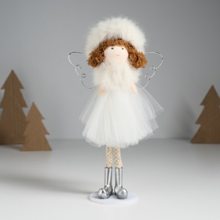 Interior doll "Angel in a furry hat and fur coat" 5.5x8.8x18 cm