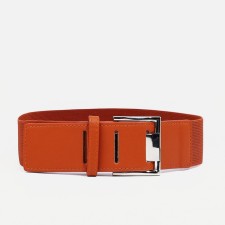 Women's belt, width 5 cm, elastic band, metal buckle, redhead red