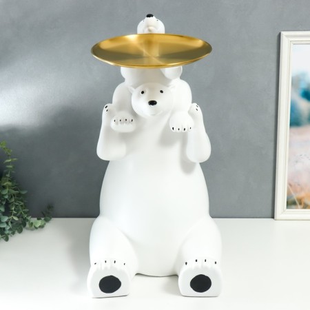 Souvenir Polystone stand "White Bear on the neck of the dad" d = 26 cm 70x37x33 cm-2