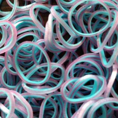 Rainbow loom bracelet rubber bands, pearl collection, purple-blue