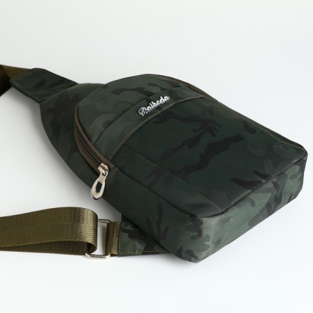 Male sling bag from textiles, gray color-8