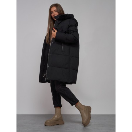 Coat insulated winter female, size 44, black color-19