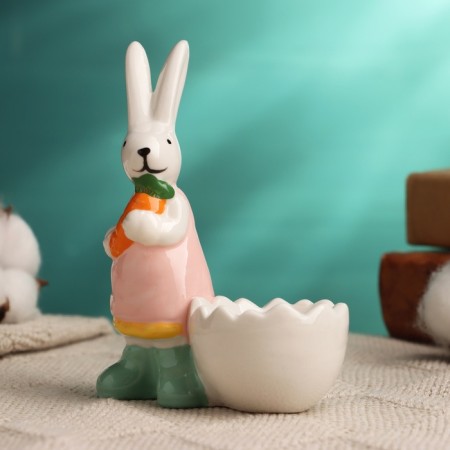 Standing for the egg "Rabbit with carrots" 8x5x11cm, mix-1