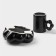 Coffee steam ceramic "chamomile", 2 items: 260 ml mug, saucer d = 17 cm, black color is black