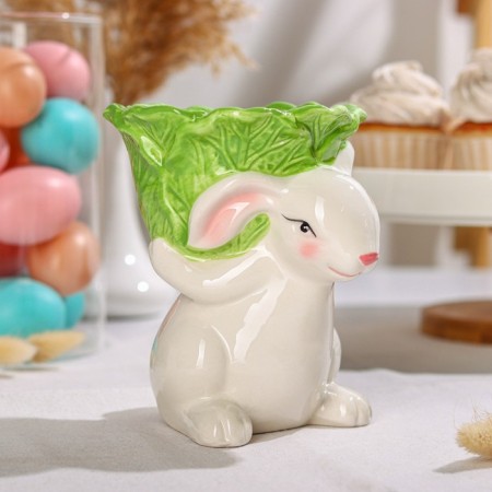 Bunny Bunny Cabbage Bowlast, 14.5 × 12 × 15.3 cm, white color, 14.5 × 12 ×-2