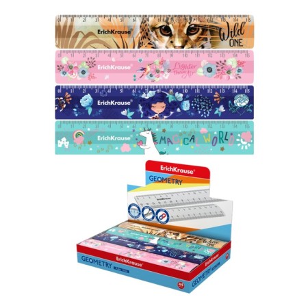Line 15 cm design Erichkrause, mix of 5 designs, in a box box (Girl)