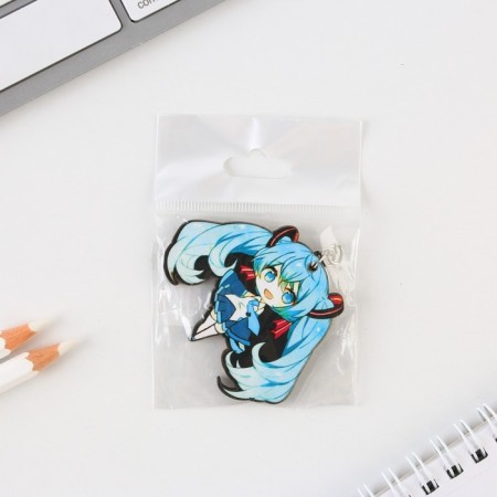 Key keychain wooden anime "Blue Hair"-4