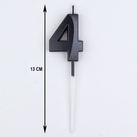 Candle in the cake on the skewer "Fine", the number "4", black, 5 cm-5