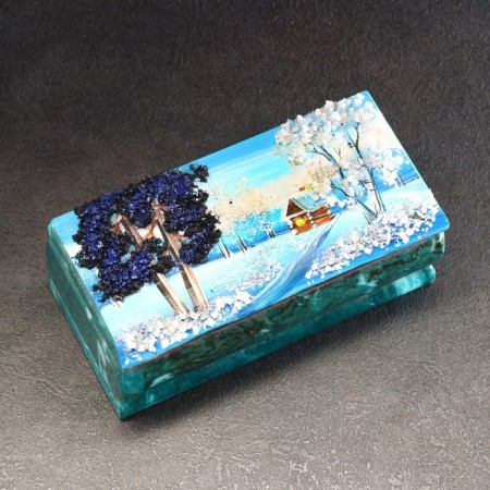 Casket "Winter" 15x7x5.5 cm, stone baby, coil-9