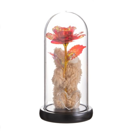 Nightlight "Bear with Flower" LED red 3HAAA 10.5x10.5x22cm-6