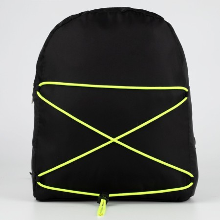 School backpack textile with lacing, black color-5