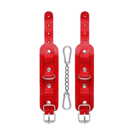 Pecado BDSM bracelets, mini with rounded corners, genuine leather, red-4