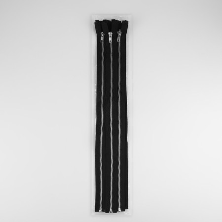 Metal zipper, No. 5, connective, automatic lock, 50 cm, black color/nickel-2
