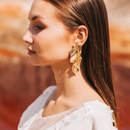 Earrings Metal "Atmosphere" abstraction, color gold-2