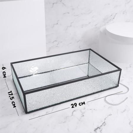 Organizer for storage "WET GLASS", 1 section, glass, with a mirror base, 29 × 17.5 cm, the color is transparent/black-1