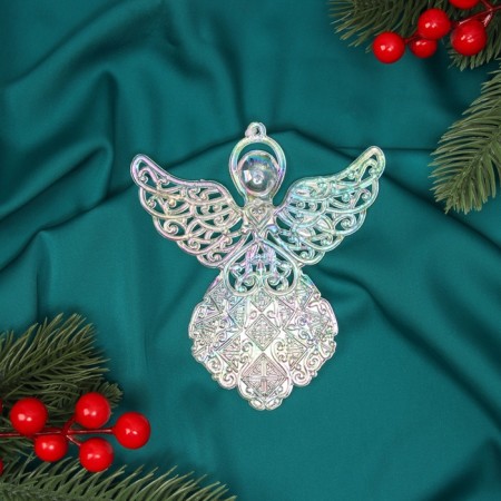Christmas tree decoration "Angel overflow" 12x10.5 cm, transparent