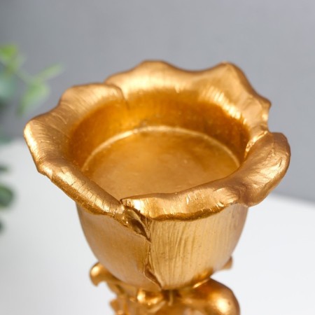 Polystone candlestick for 1 candle "Flower Trinoga" gold 21x9.5x9.5 cm-6
