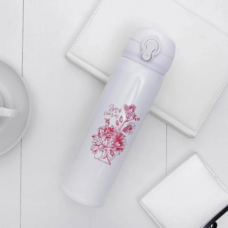 Thermos "here and now", pink, 400 ml, retains heat of 10-12 hours-1