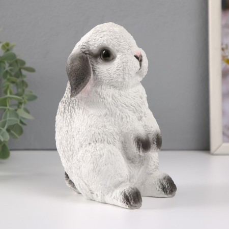The piggy bank "Rabbit No. 4 is white with black tips" height 17.5 cm, width 11.5 cm, length 11.5 cm.-2