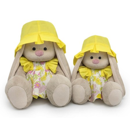 Soft toy "Bunny Mi", in a summer kit with panama, 18 cm-1