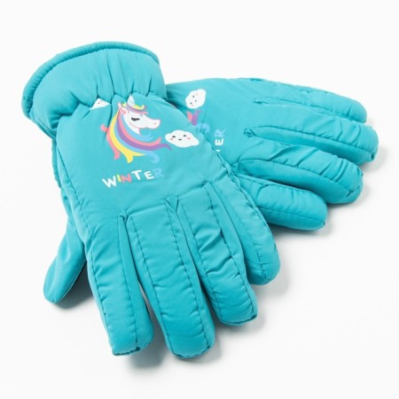 Baby gloves, turquoise color, size 15