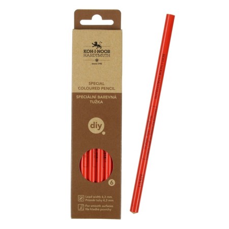 Unstopped pencil 4.3 mm, koh-i-noor 3263/1 on glass, metal, plastic, red, l = 175 mm-2
