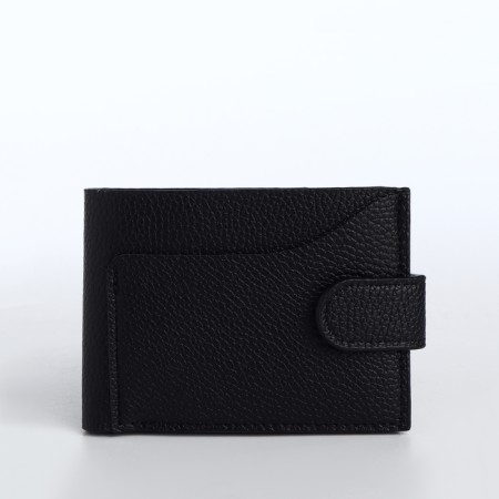 Men's purse on the button, a department for cards, coins, black color