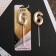 Candle for the cake, number "6", champagne.
