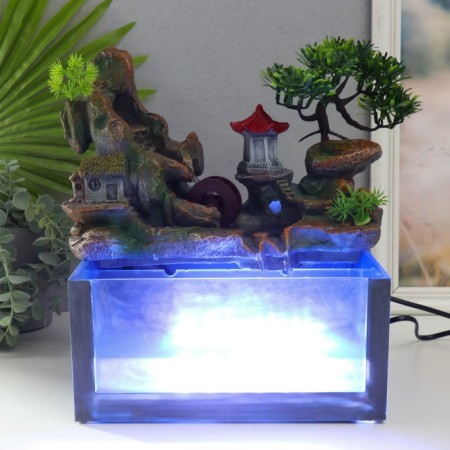 The desktop fountain from the network, backlight + Aquarium "Pagoda at the top" 32x21x30 cm-5