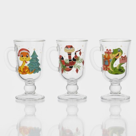 New Year's glass mug for mulled wine "New Year's snakes", 200 ml, mix-5
