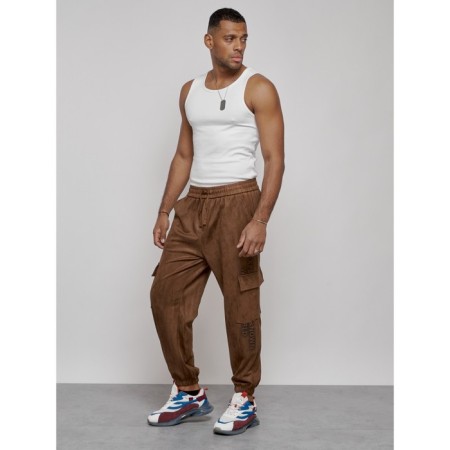 Joggers are sports male, size 50, brown color-4