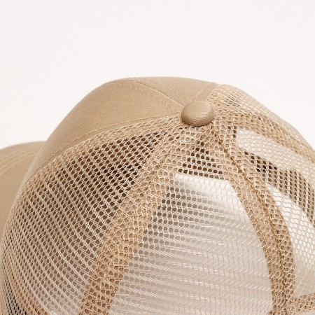 Baby cap for a girl with a grid, beige color, rn 54-6