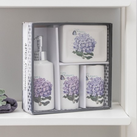 A set of accessories for the lilac bathroom, 4 items (320 ml dispenser, soap dish, 2 glasses 300 ml)-3