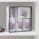 A set of accessories for the lilac bathroom, 4 items (320 ml dispenser, soap dish, 2 glasses 300 ml)