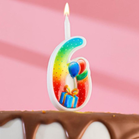 Candle for cake the number "Gift", 9.9 cm, number "6"